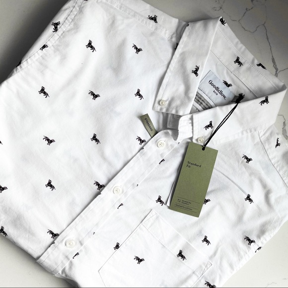 GOODFELLOW | Dog Print Long Sleeve Button Down - Picture 5 of 16